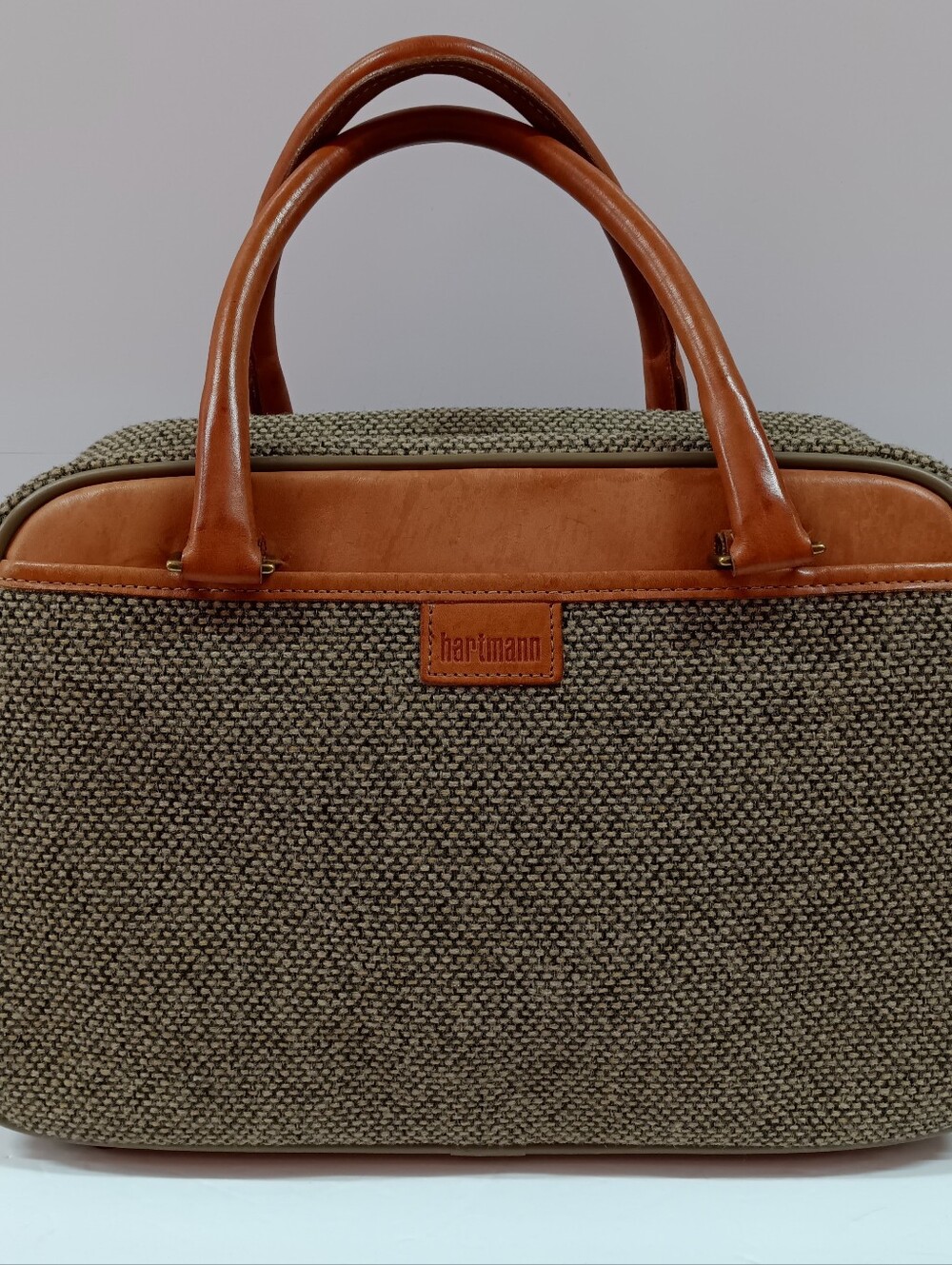 Hartmann Brown Tweed & Tan Leather Satchel